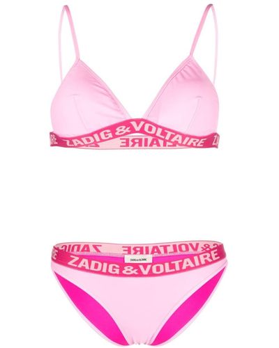 Zadig & Voltaire Set bikini con logo - Rosa