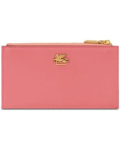 Etro Pegaso Leather Cardholder - Pink