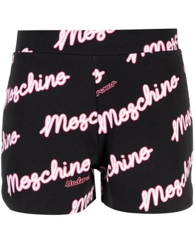 Moschino Logo-print Stretch-cotton Track Shorts - Black
