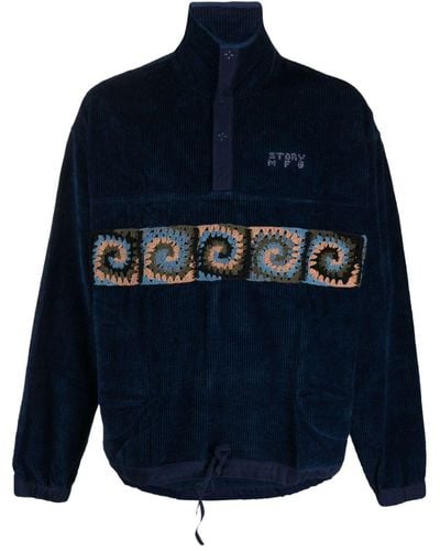 STORY mfg. Pullover aus Cord mit Häkeldetail - Blau
