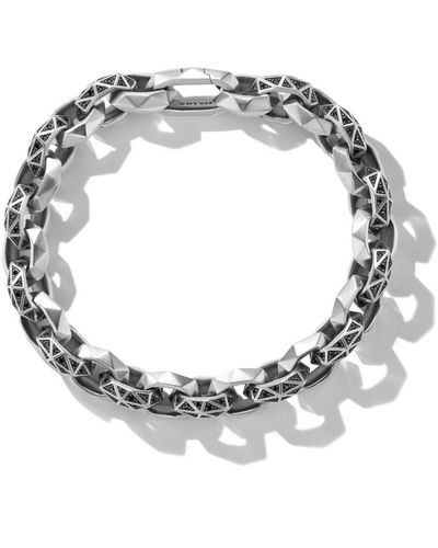 David Yurman Bracelet Torqued Faceted en argent sterling serti de diamants - Métallisé