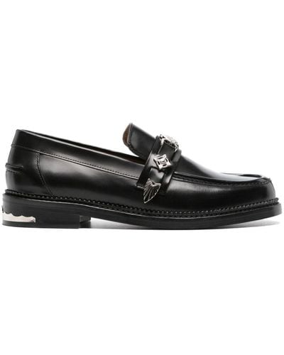 Toga Virilis Logo-plaque Leather Loafers - Black