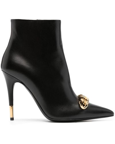 Tom Ford Chain-detail Leather Ankle Boots - Black