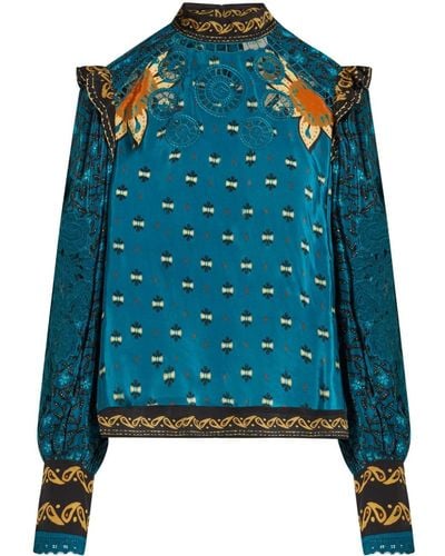 FARM Rio Ainika floral-print blouse - Blau