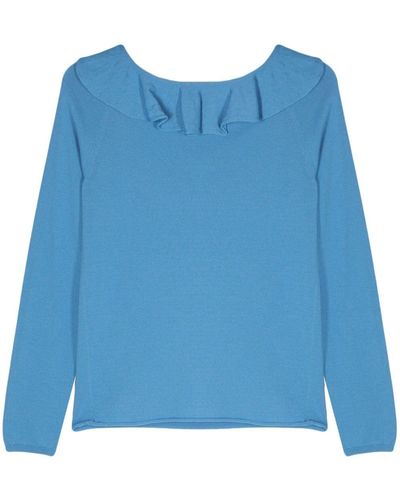 Semicouture Pullover mit Raffung - Blau