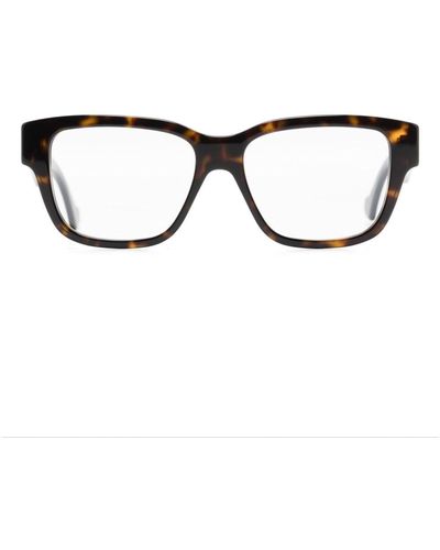 Gucci Eckige Brille mit Logo-Gravur - Braun