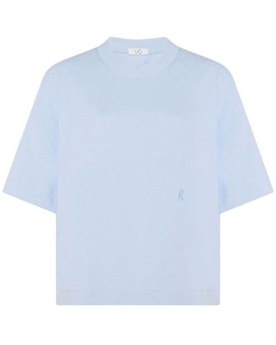 Rosetta Getty X Violet Getty Logo-embroidered Cotton T-shirt - Blue