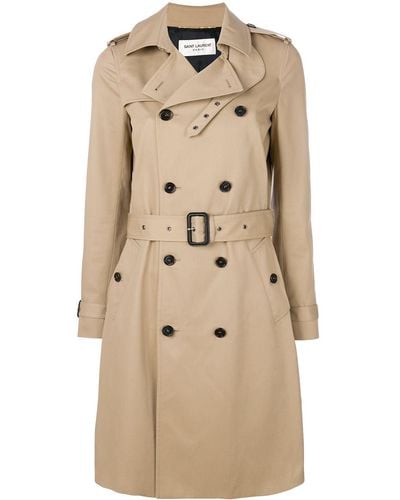 Saint Laurent Belted Classic Trench Coat - Natural