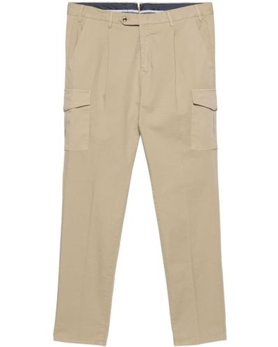 PT Torino Pressed-crease Slim-fit Trousers - Natural