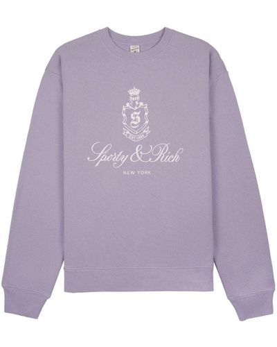 Sporty & Rich Vendome Logo-embroidered Sweatshirt - Purple