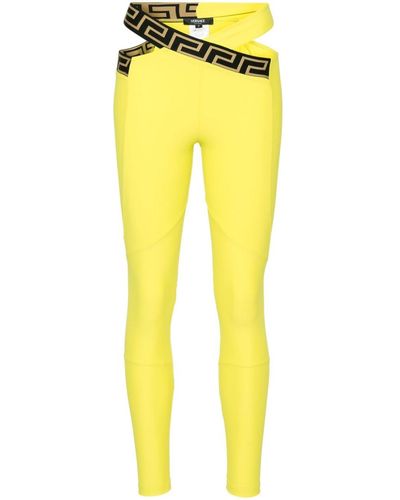 Versace La Greca crossover waistband leggings - Gelb