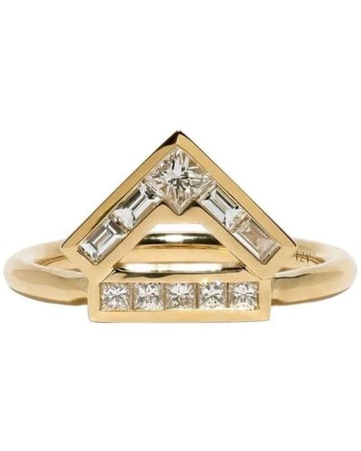 Azlee 18kt Yellow Gold Glow Diamond Ring - Metallic
