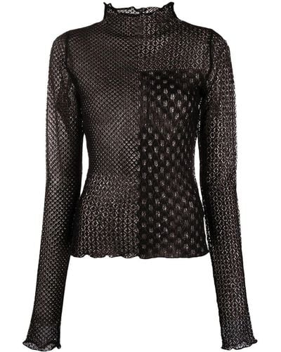 Versace Open-knit Roll-neck Sweater - Black