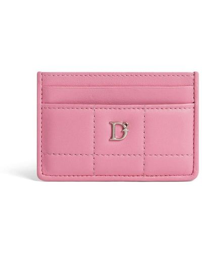 DSquared² Logo-plaque Leather Card Holder - Pink