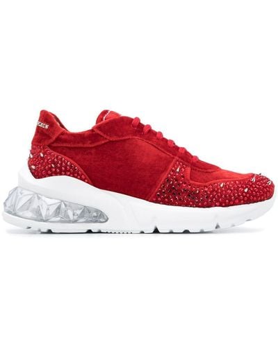 Philipp Plein Velvet Studs Low-top Sneakers - Red