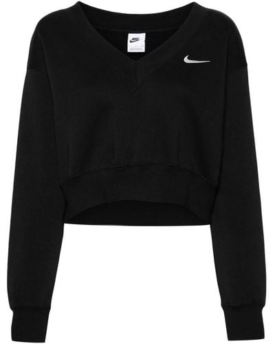 Nike Cropped Sweater Met V-hals - Zwart