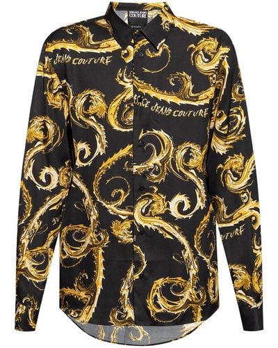 Versace Camisa con estampado Watercolour Couture - Gris