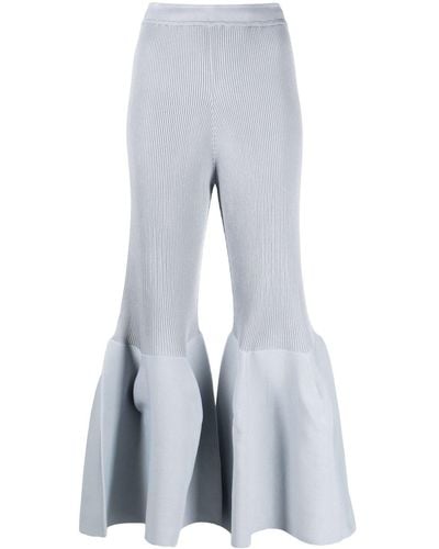 CFCL Ribbed-knit Cropped Pants - Blue