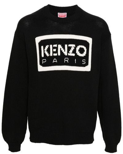 KENZO インターシャロゴ セーター - ブラック
