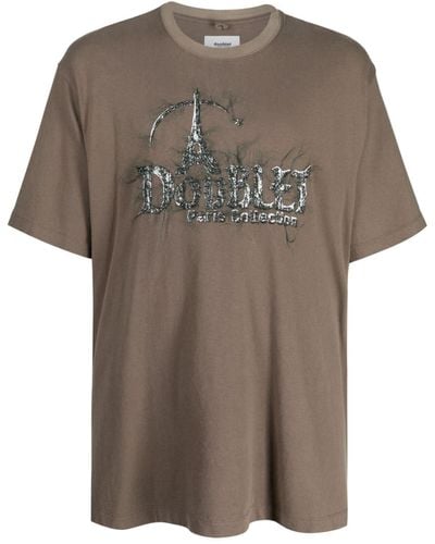 Doublet Logo-embroidery Cotton T-shirt - Brown