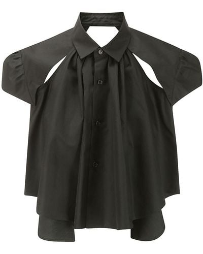 Noir Kei Ninomiya Cut-out Cotton Shirt - Black