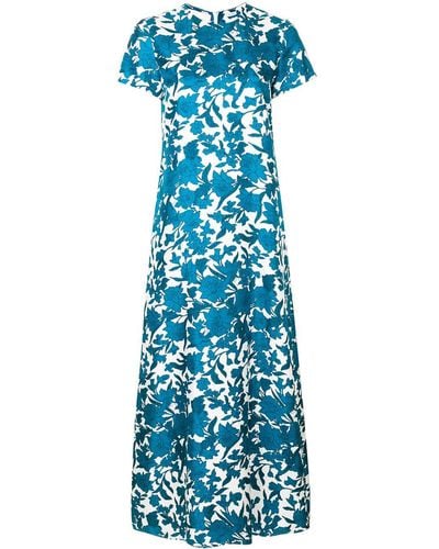 La DoubleJ Maxi-jurk Met Bloemenprint - Blauw
