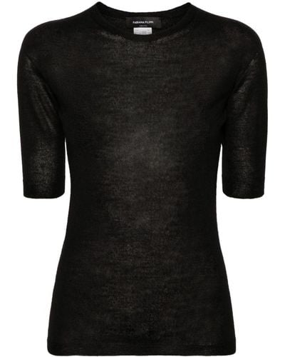 Fabiana Filippi Short-sleeve Fine-knit Sweater - Black