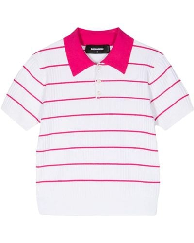 DSquared² Polo crop à rayures - Rose
