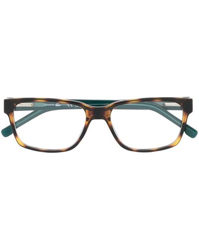 Lacoste Eckige Brille mit Logo-Schild - Braun