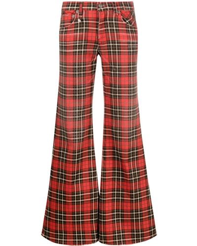 R13 Plaid-check Low-rise Flared Jeans
