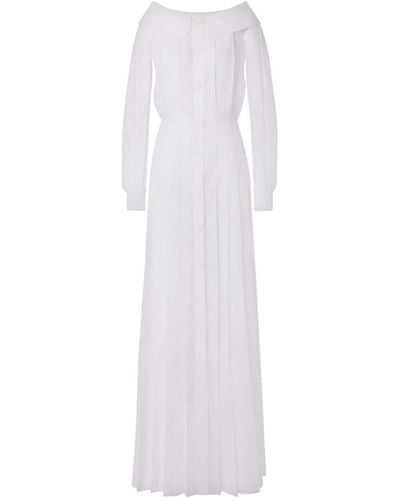 Alberta Ferretti Langes Kleid aus Baumwollorganza - Weiß