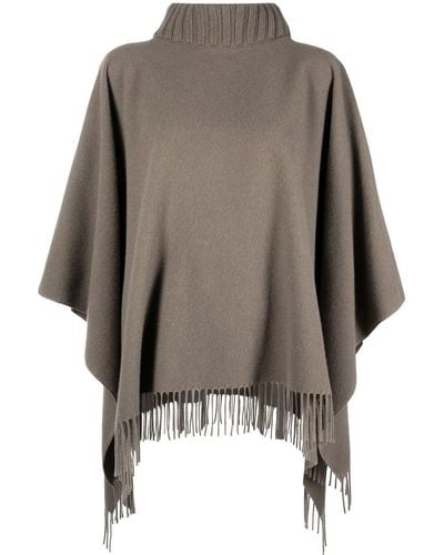 Fabiana Filippi Roll-neck Knitted Poncho - Grey