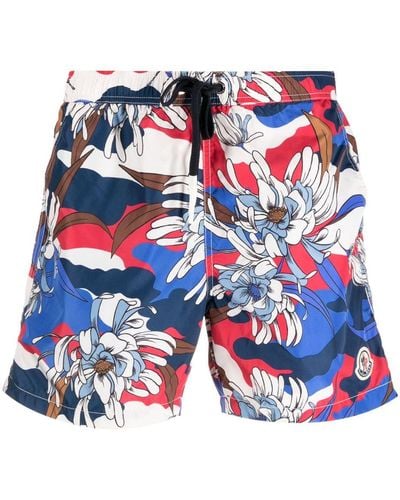 Moncler Graphic-print Swim Shorts - Blue