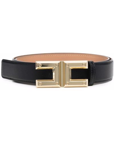 Elisabetta Franchi Gold-logo Buckle Belt - Black