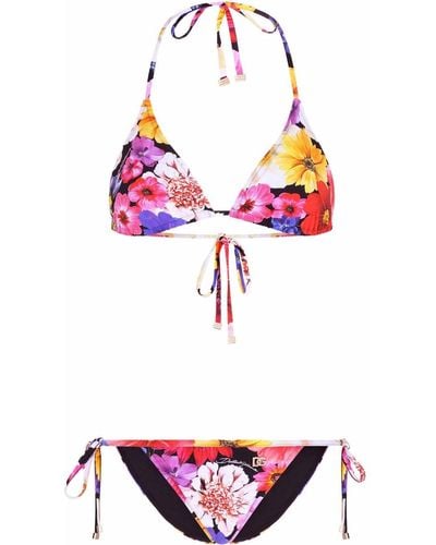 Dolce & Gabbana Triangel-Bikini mit Blumen-Print - Mehrfarbig