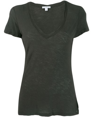 James Perse T-Shirt mit U-Ausschnitt - Grau