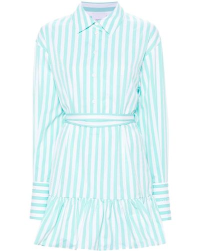 Patou Striped Ruffled Mini Dress - Blue