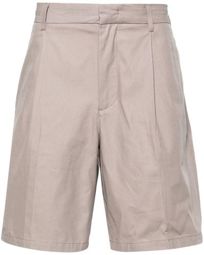 Emporio Armani Straight-leg Cotton Shorts - Natural