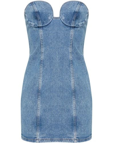 Magda Butrym Strapless Denim Mini Dress - Blue