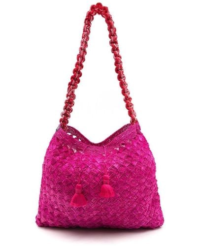 Nannacay Sophie Straw Shoulder Bag - Pink