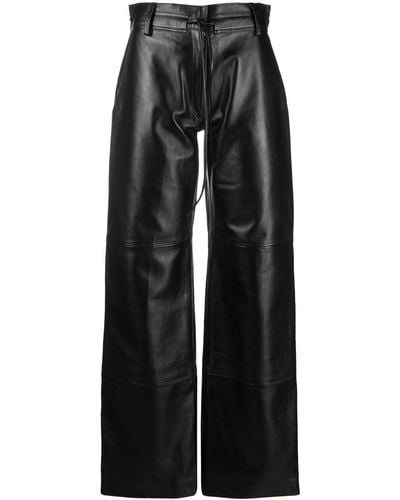 Manokhi Carla High-waisted Leather Trousers - Black