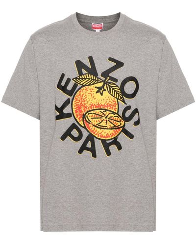 KENZO T-Shirt mit Orangen-Print - Grau