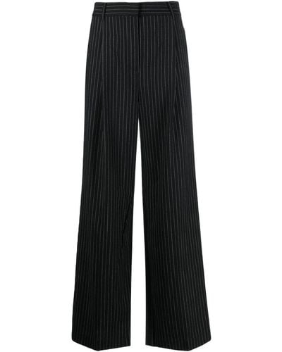 MICHAEL Michael Kors Pantalon palazzo à fines rayures - Noir