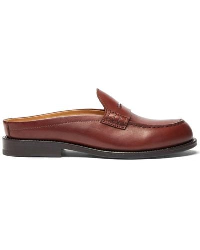 SCAROSSO Clementina Leather Mules - Brown