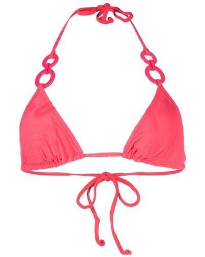 Moschino Haut de bikini à logo triangle - Rouge