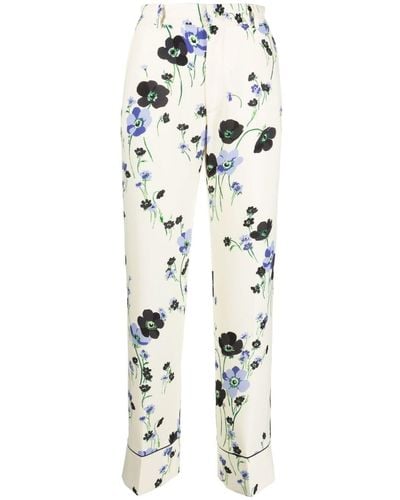 N°21 Pantalon droit à fleurs - Blanc