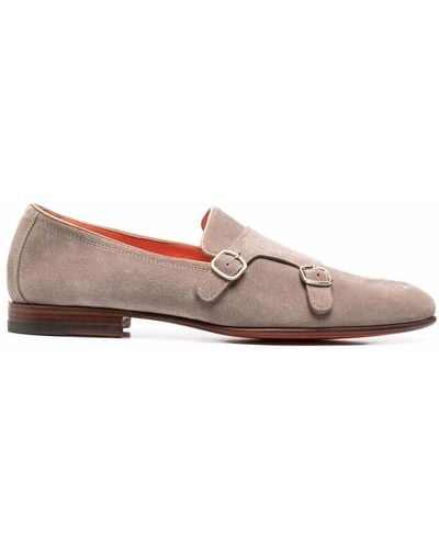 Santoni Suede Monk Shoes - Gray