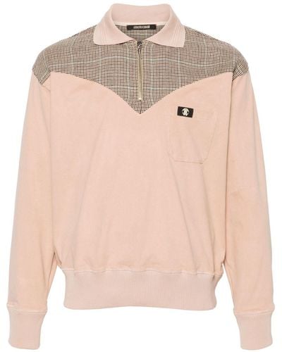 Roberto Cavalli Colour-block Faux-suede Sweatshirt - Pink