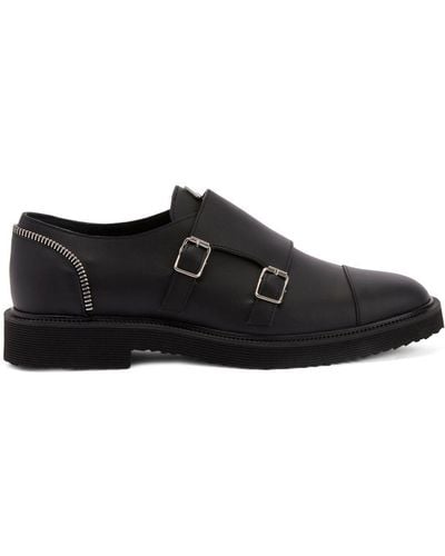 Giuseppe Zanotti Zip-trimmed Leather Loafers - Black