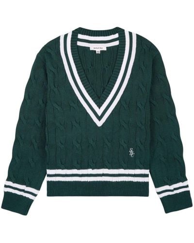 Sporty & Rich Logo-embroidered Cotton Jumper - Green